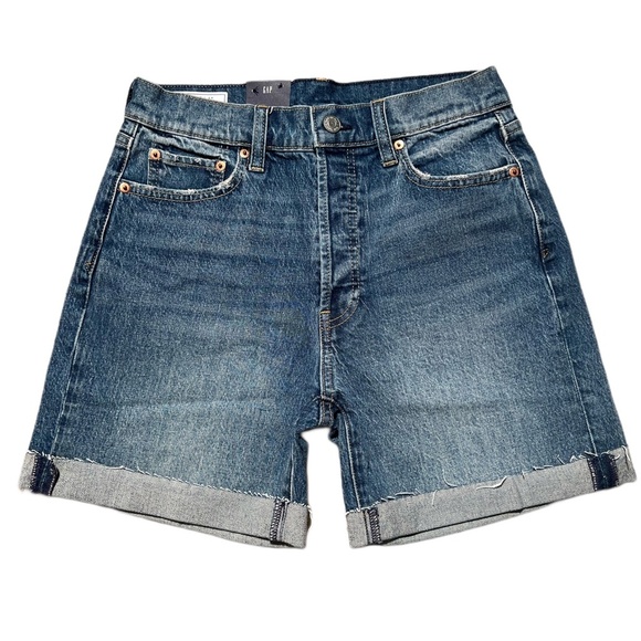 GAP Pants - {GAP} “Cheeky Midi Short High Rise” Cuffed Hem Shorts